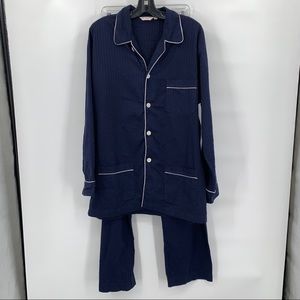 Derek Rose 100% Cotton Luxury Navy Blue Polka Dot Pajamas Size XXL UK 46 EU 56